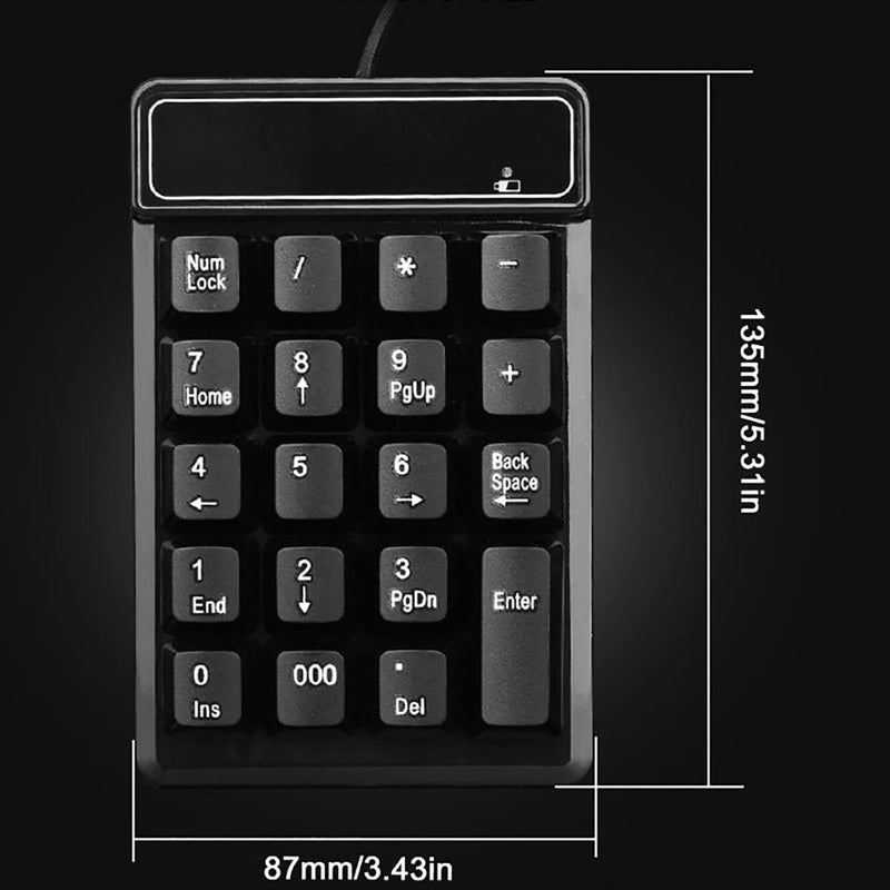 JPHTEK Wired Number Pad, USB Numeric Keypads 19 Key Number Keypads Keyboard for Laptop PC Computer Notebook, Big Print Letters - Image 3
